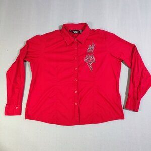 Harley-Davidson western shirt women's XXL red double side decorated, embroidered